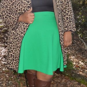 Green knit circle skirt